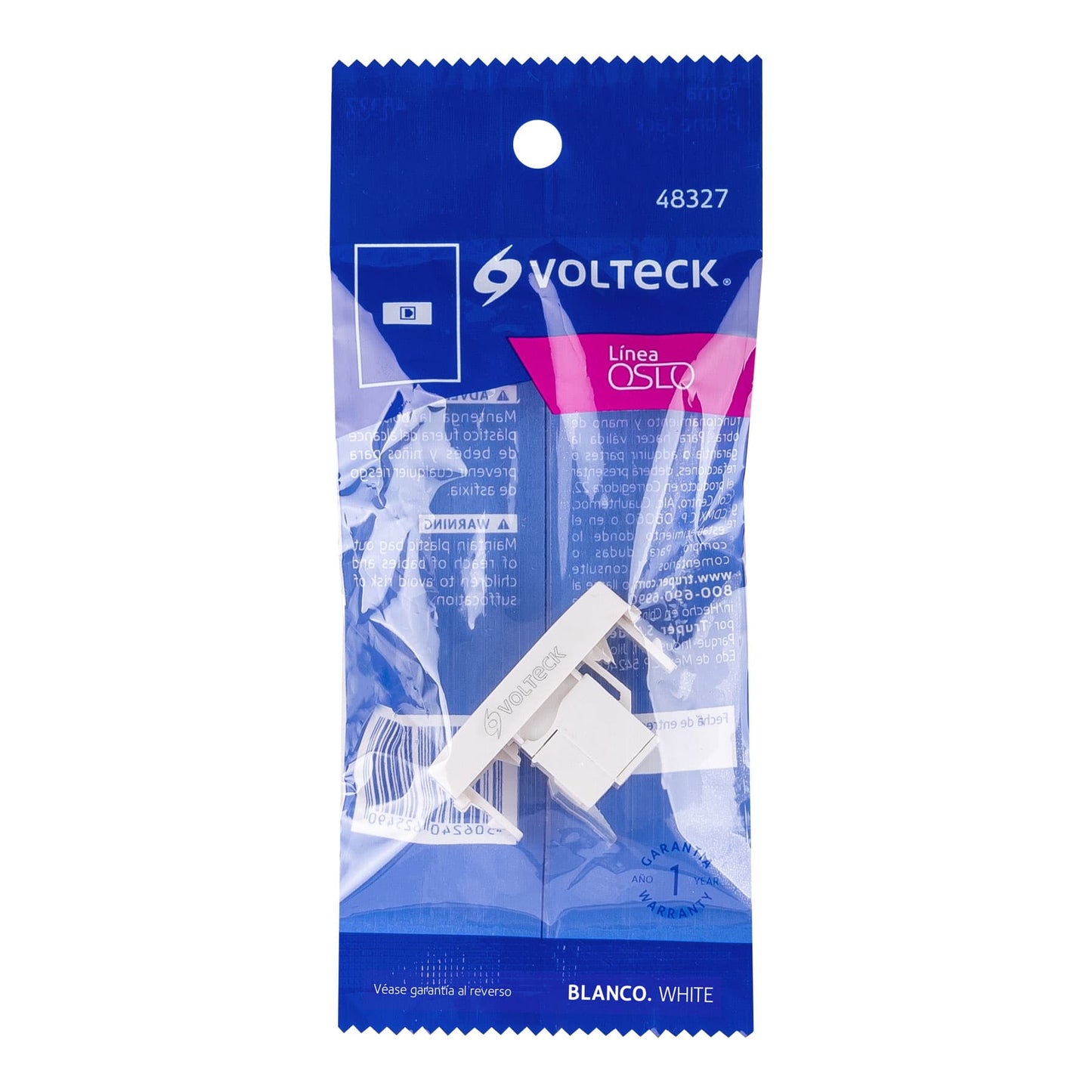 Toma de teléfono, línea Oslo, color blanco, Volteck | TE-OB | 48327