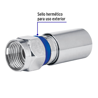 Bolsa con 2 conectores coaxiales RG 6 de compresión, Volteck | COCO-6RI | 48328