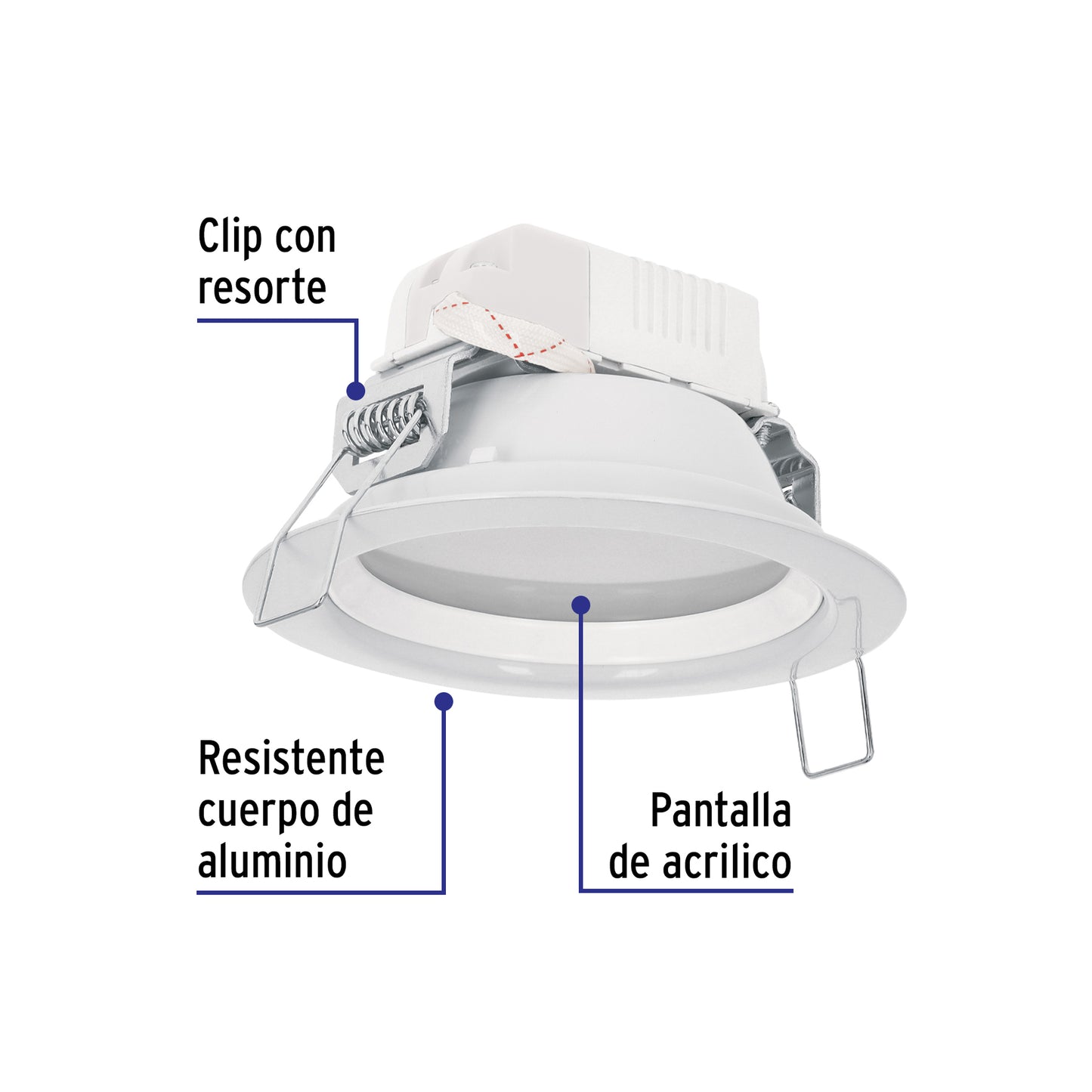 Luminario LED empotrable 5 W 6500 K, redondo, VOLTECK | EMP-100L | 48346