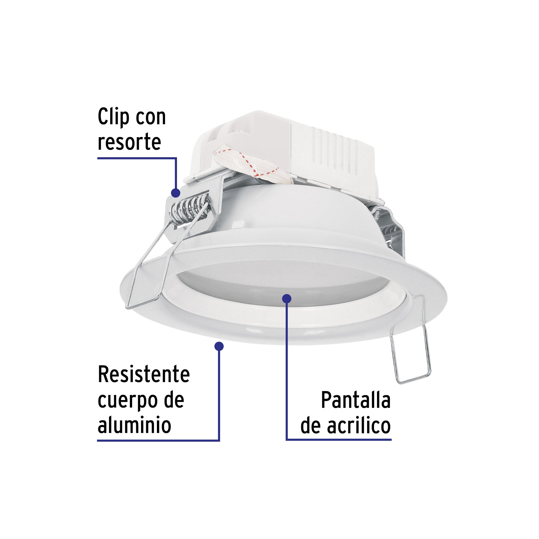 Luminario LED empotrable 5 W 6500 K, redondo, VOLTECK | EMP-100L | 48346