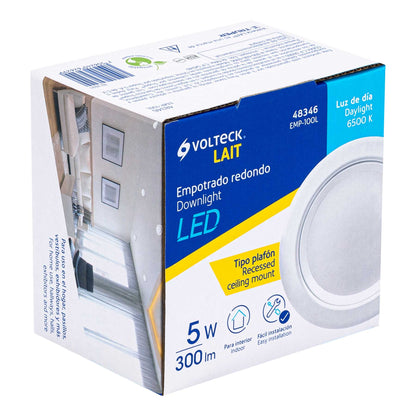 Luminario LED empotrable 5 W 6500 K, redondo, VOLTECK | EMP-100L | 48346