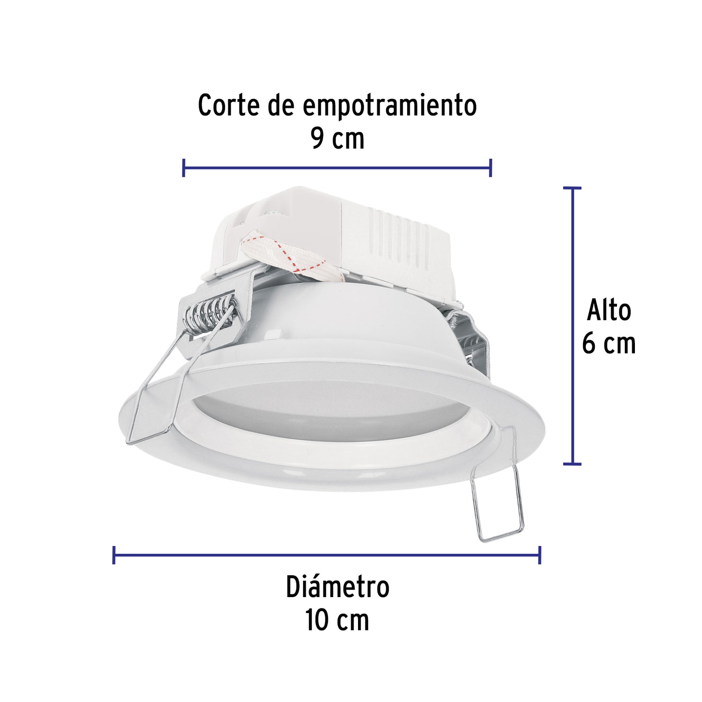 Luminario LED empotrable 5 W 6500 K, redondo, VOLTECK | EMP-100L | 48346