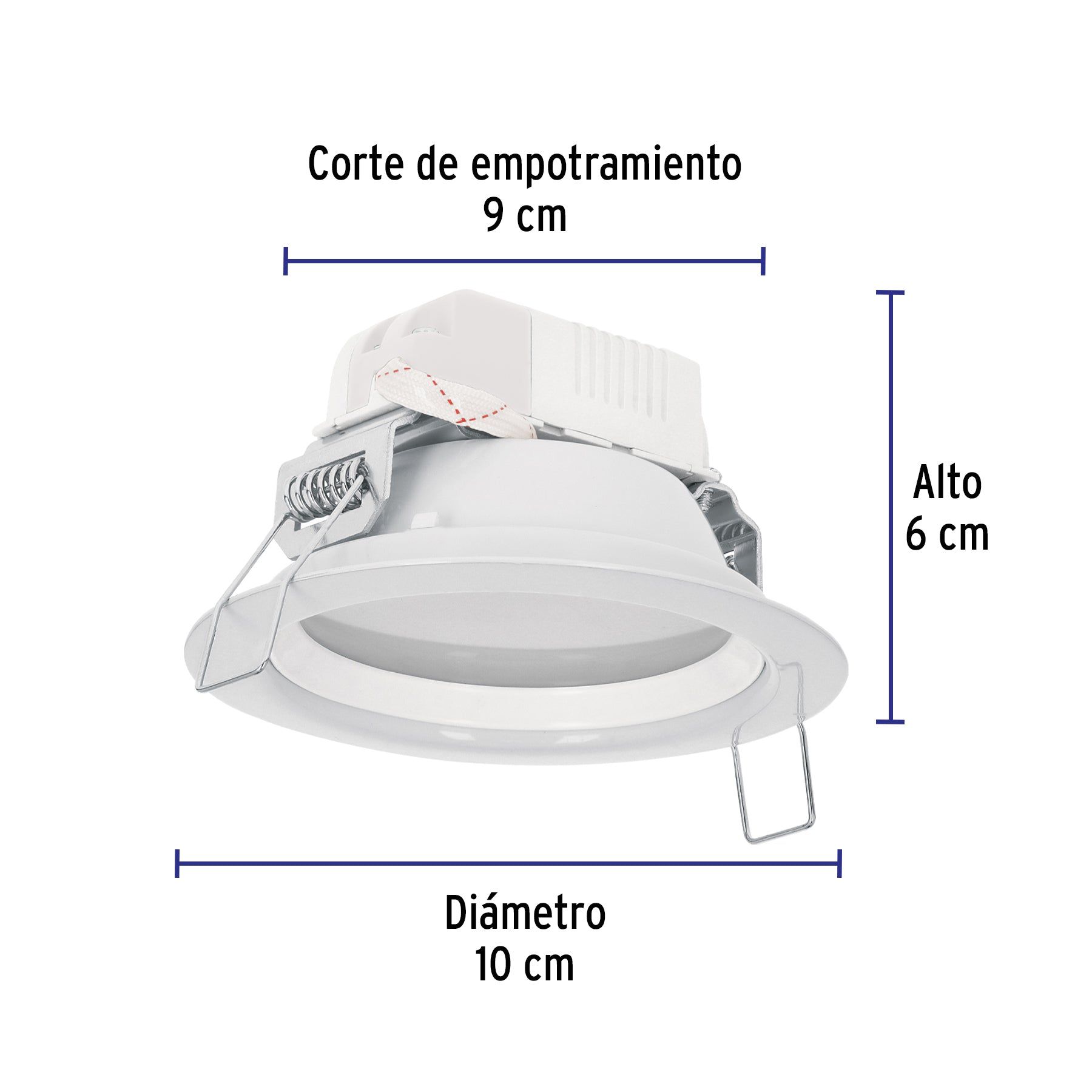 Luminario LED empotrable 5 W 6500 K, redondo, VOLTECK | EMP-100L | 48346