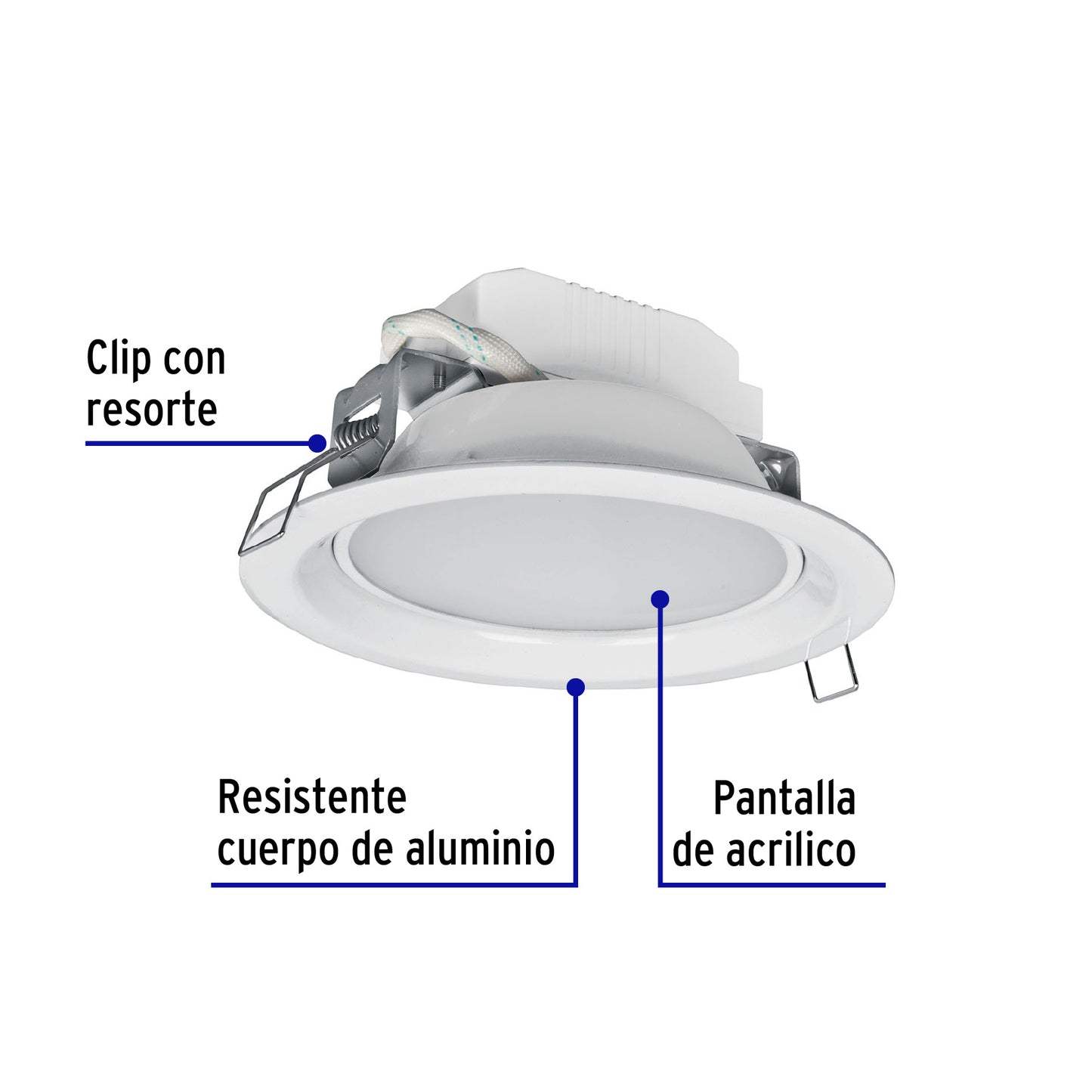 Luminario LED empotrable 6 W 6500 K, redondo, VOLTECK | EMP-101L | 48347