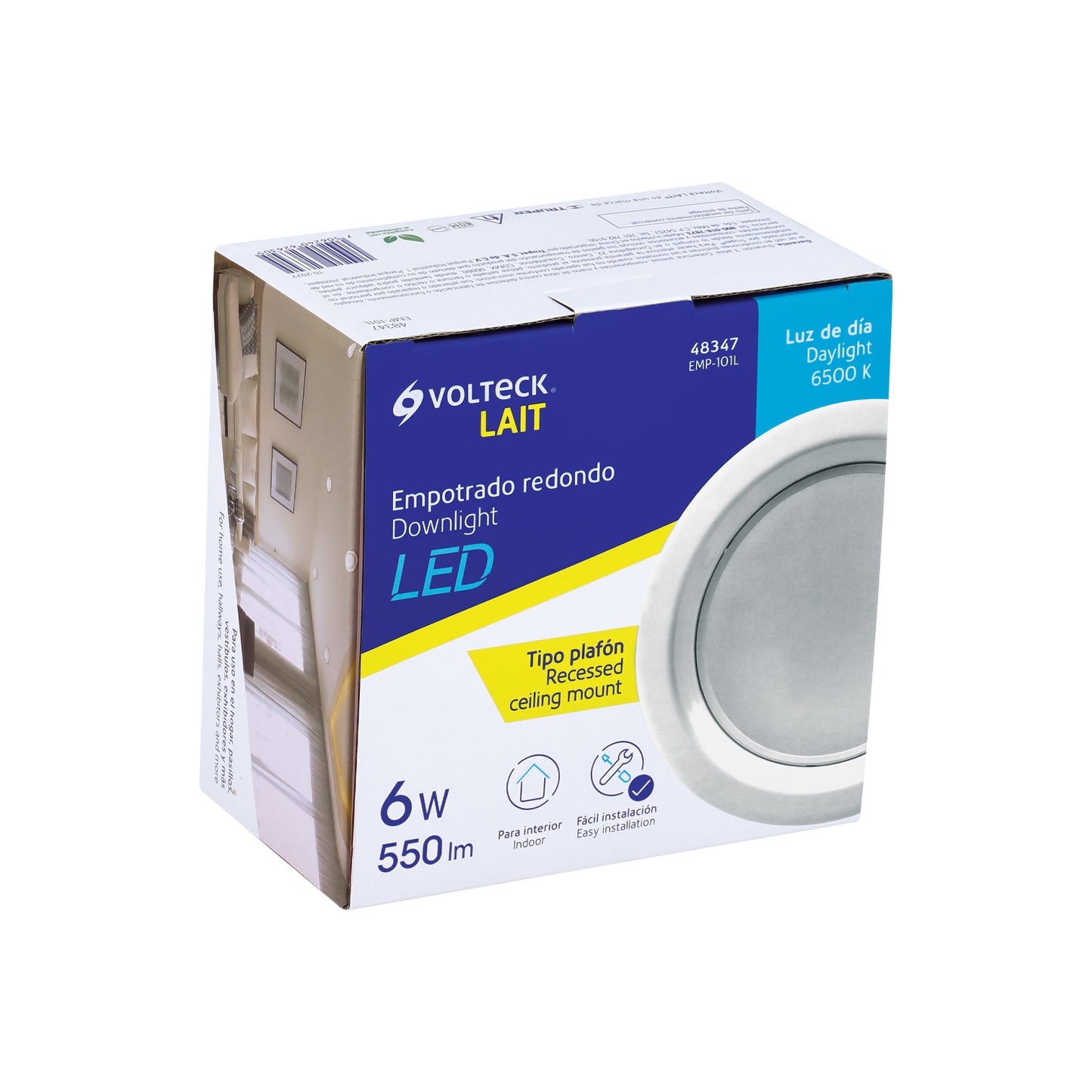 Luminario LED empotrable 6 W 6500 K, redondo, VOLTECK | EMP-101L | 48347