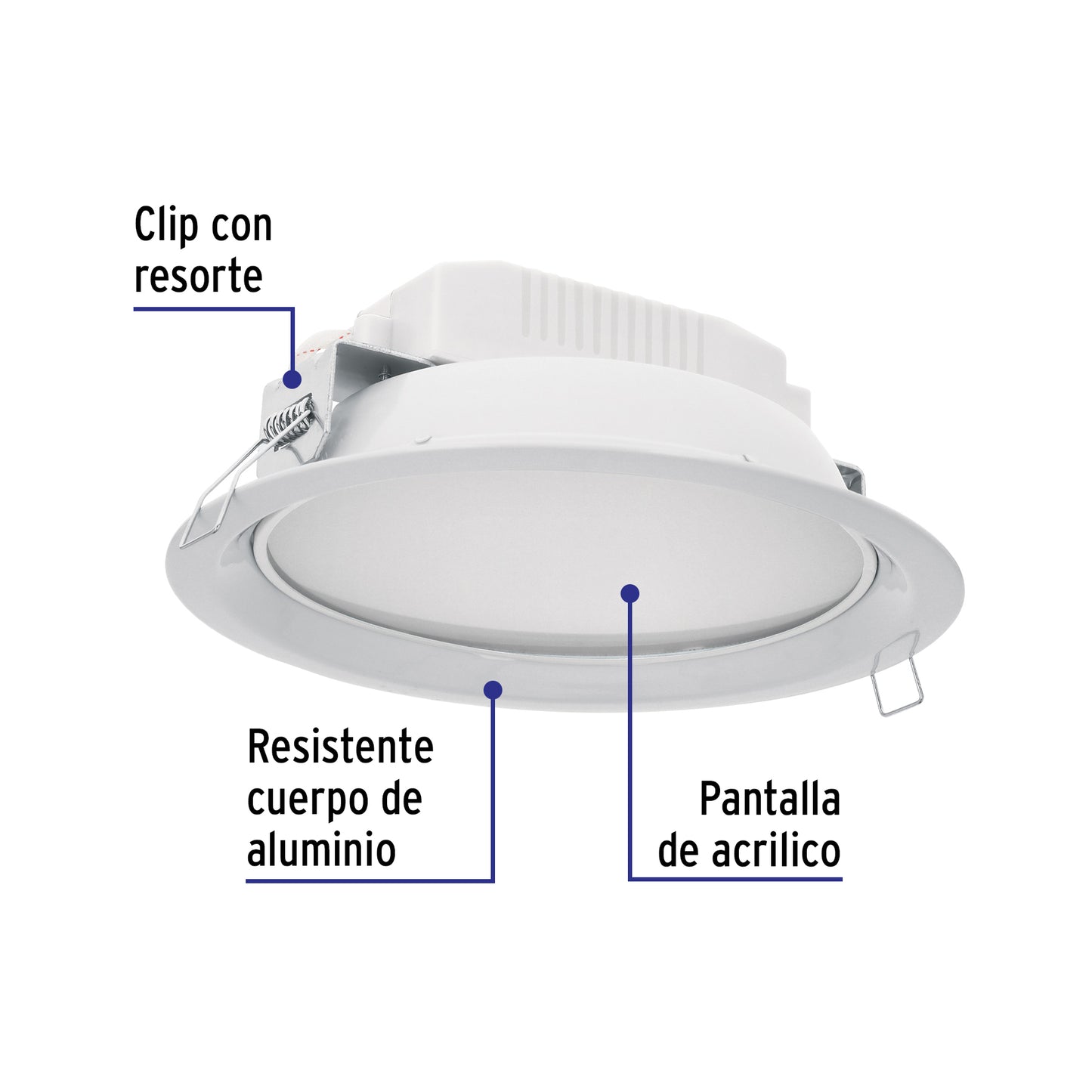 Luminario LED empotrable 12 W 6500 K, redondo, VOLTECK | EMP-102L | 48348