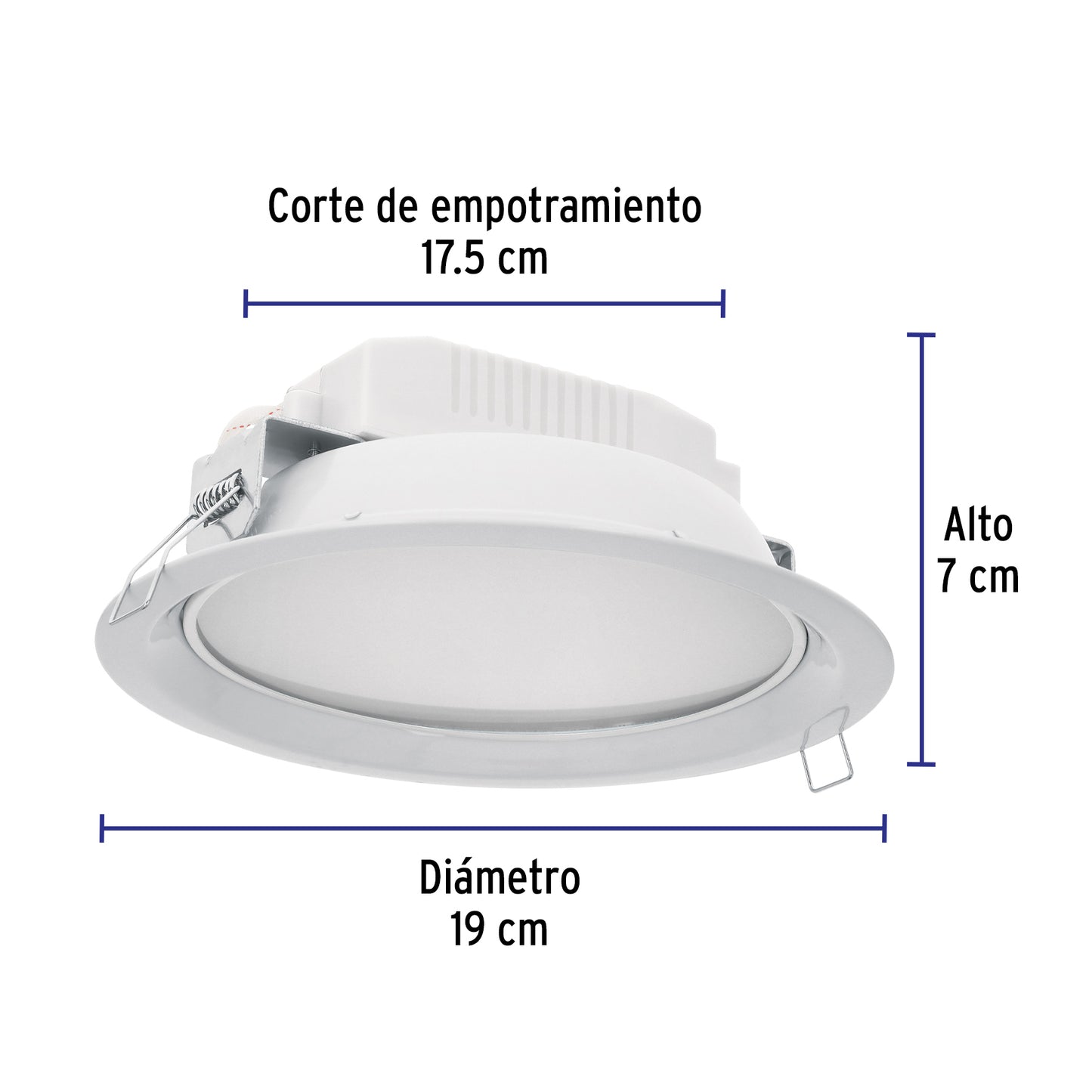 Luminario LED empotrable 12 W 6500 K, redondo, VOLTECK | EMP-102L | 48348