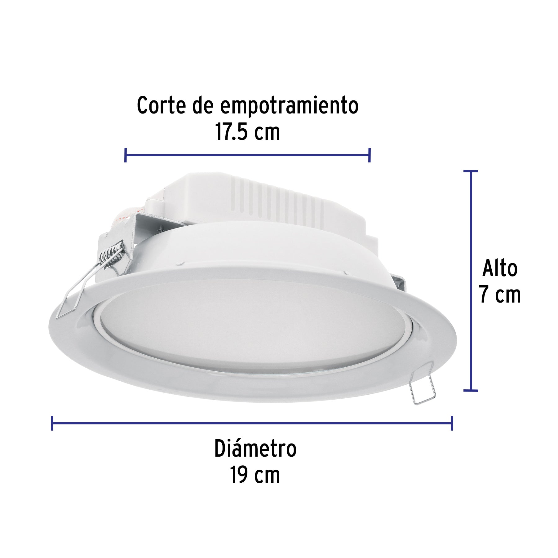 Luminario LED empotrable 12 W 6500 K, redondo, VOLTECK | EMP-102L | 48348