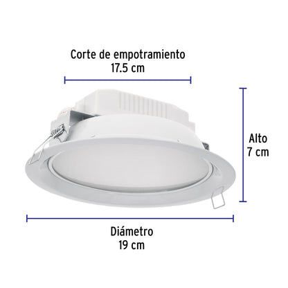 Luminario LED empotrable 12 W 6500 K, redondo, VOLTECK | EMP-102L | 48348