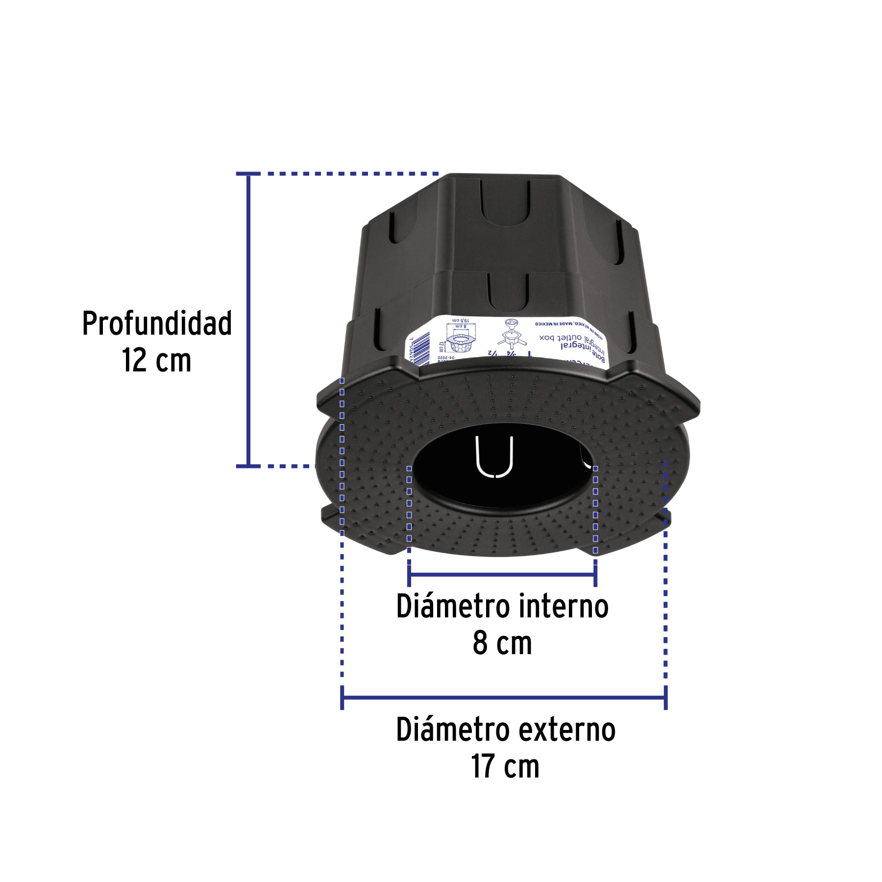 Bote integral de 12 cm, aro interno de 8 cm, Volteck | BOIN-1208 | 48370