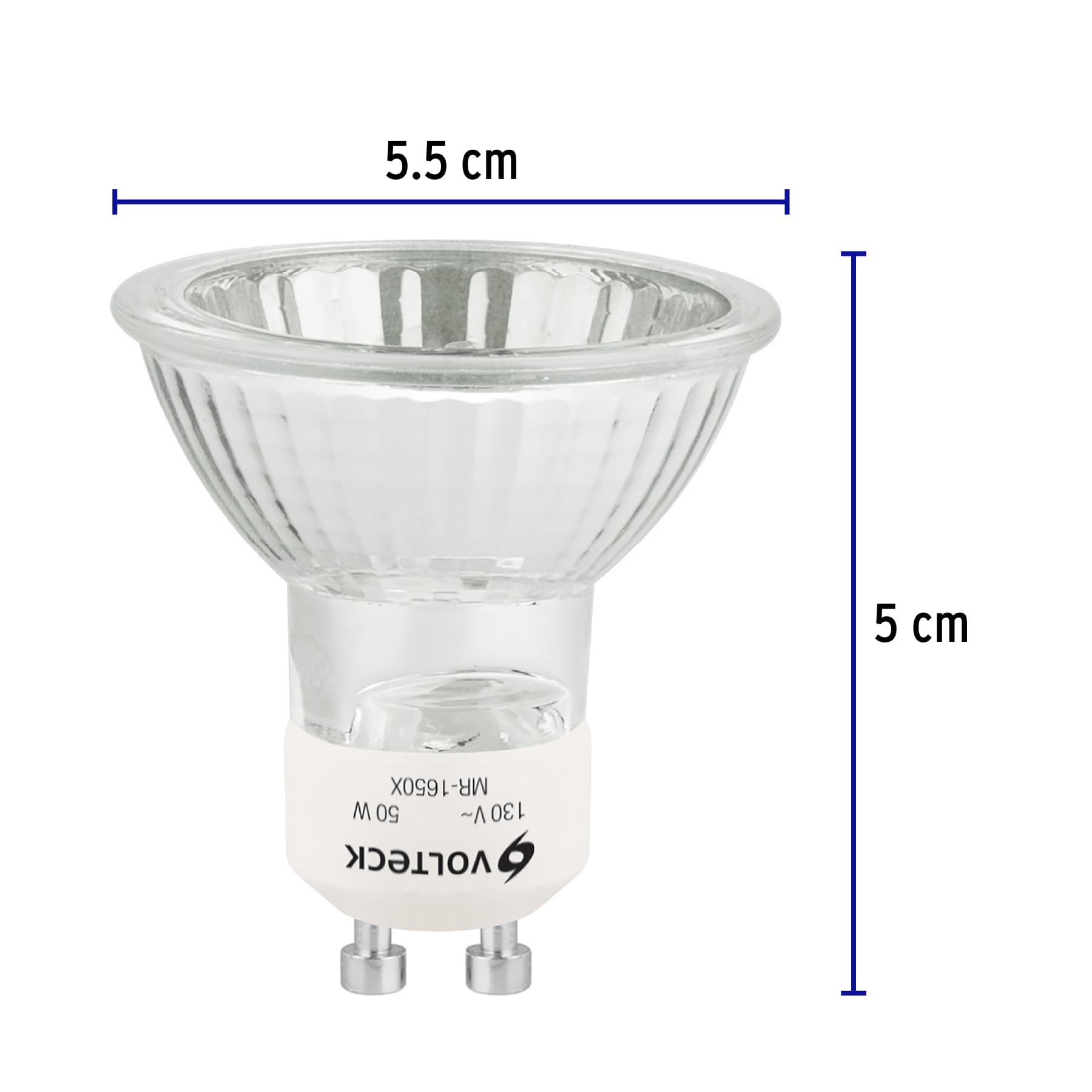 Lámpara de halógeno 50 W tipo MR 16 base GU10, Volteck | MR-1650X | 48380