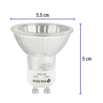 Lámpara de halógeno 50 W tipo MR 16 base GU10, Volteck | MR-1650X | 48380