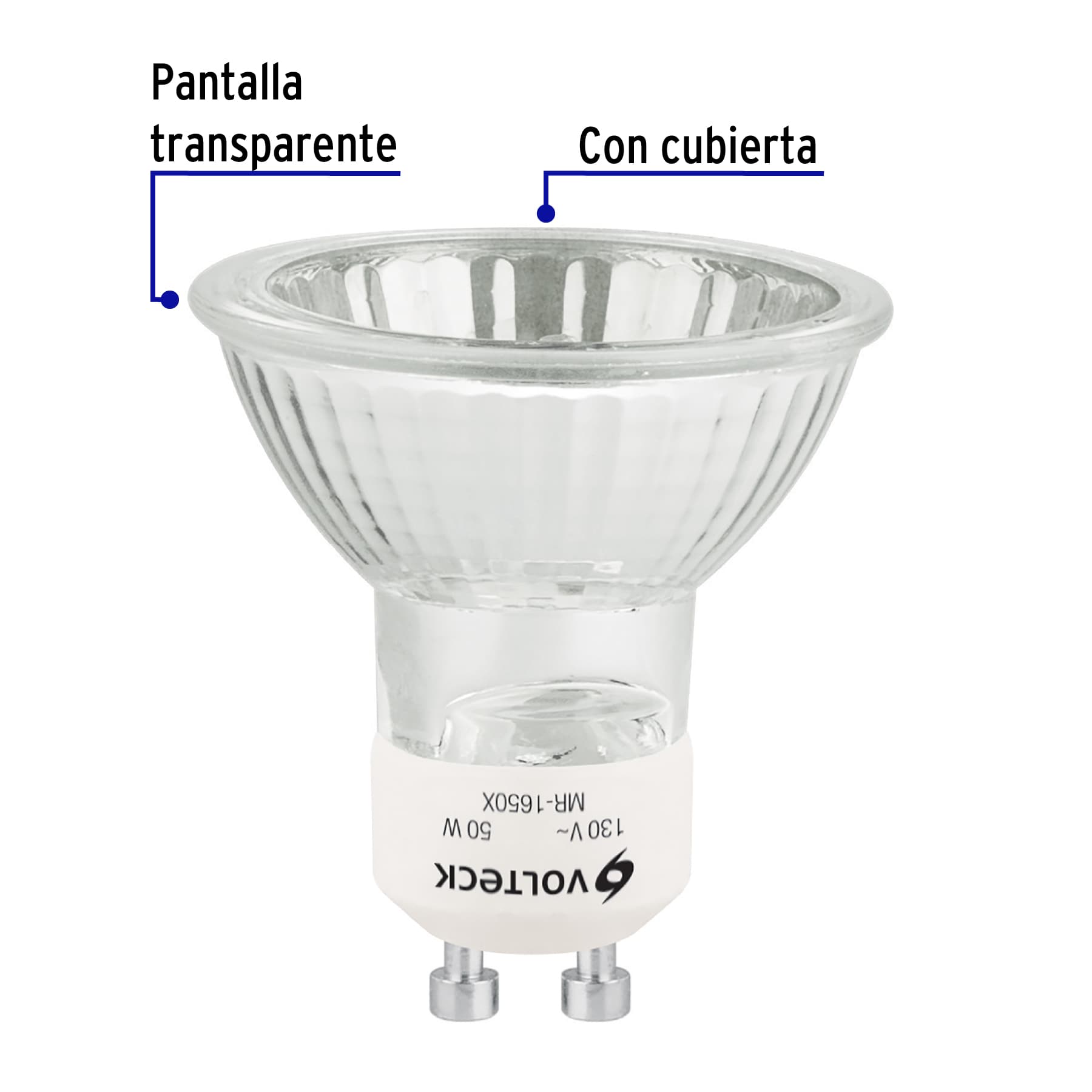 Lámpara de halógeno 50 W tipo MR 16 base GU10, Volteck | MR-1650X | 48380