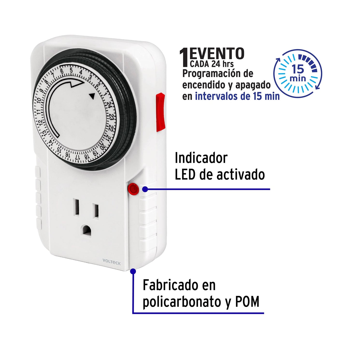 Temporizador analógico, 1 evento, Volteck | TEM-1 | 48385