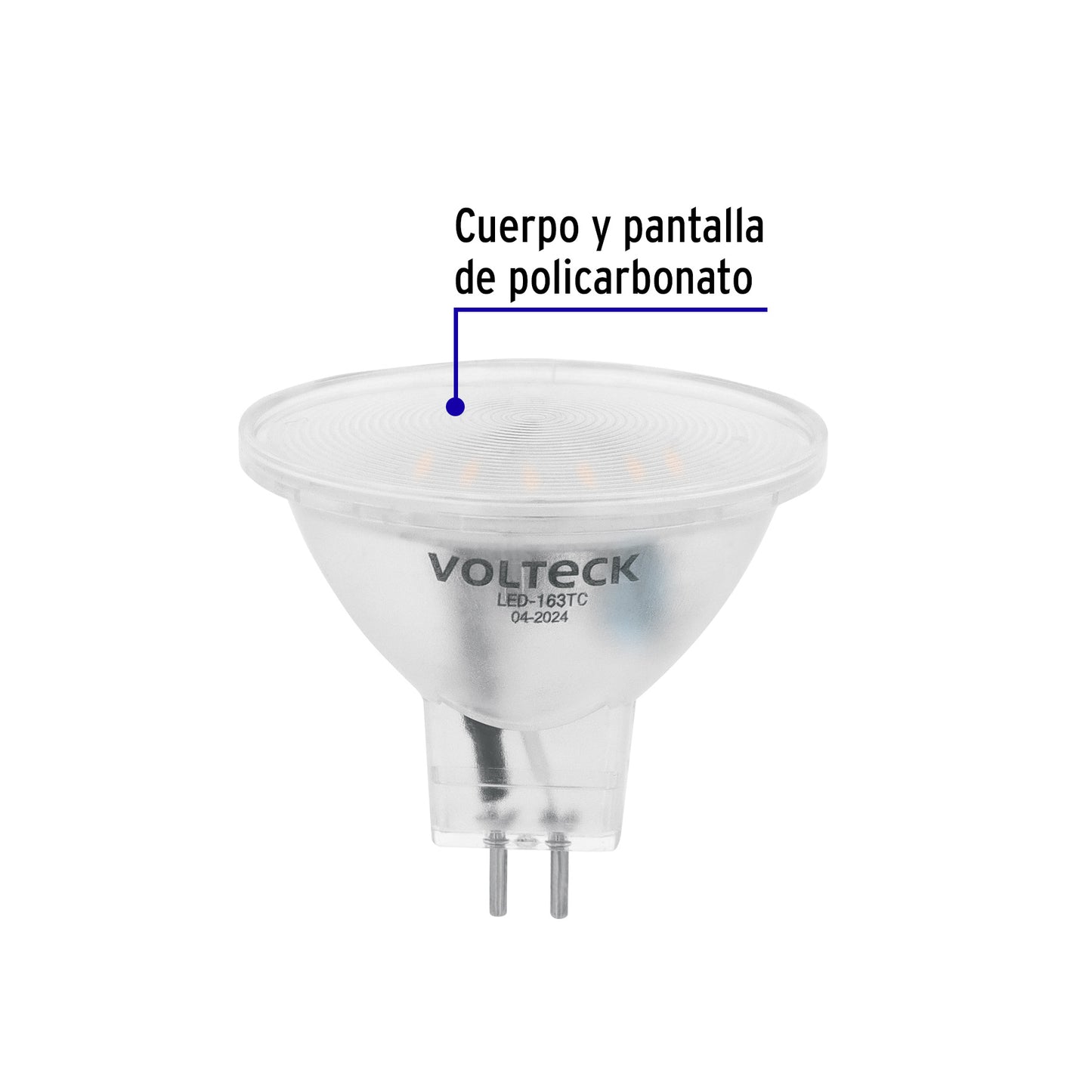 Lámpara trans. de LED 3W MR16 base GU5.3 luz cálida, blíster | LED-163TC | 48403