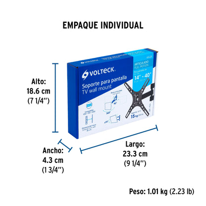 Soporte para pantallas 14' a 40' mov. angular y articulado | TVSM-40 | 48428