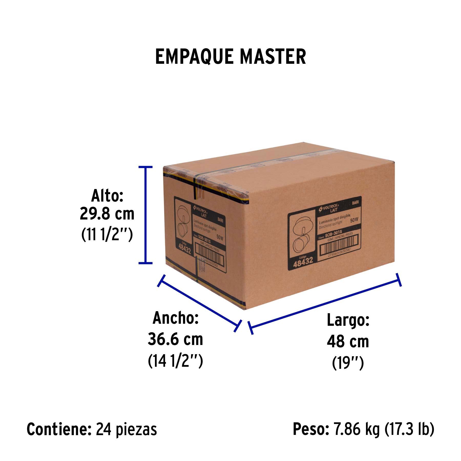 Luminario de sobreponer con 1 spot base GU10, Volteck | SOB-301S | 48432