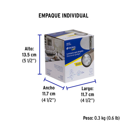 Luminario de sobreponer con 1 spot base GU10, Volteck | SOB-301S | 48432