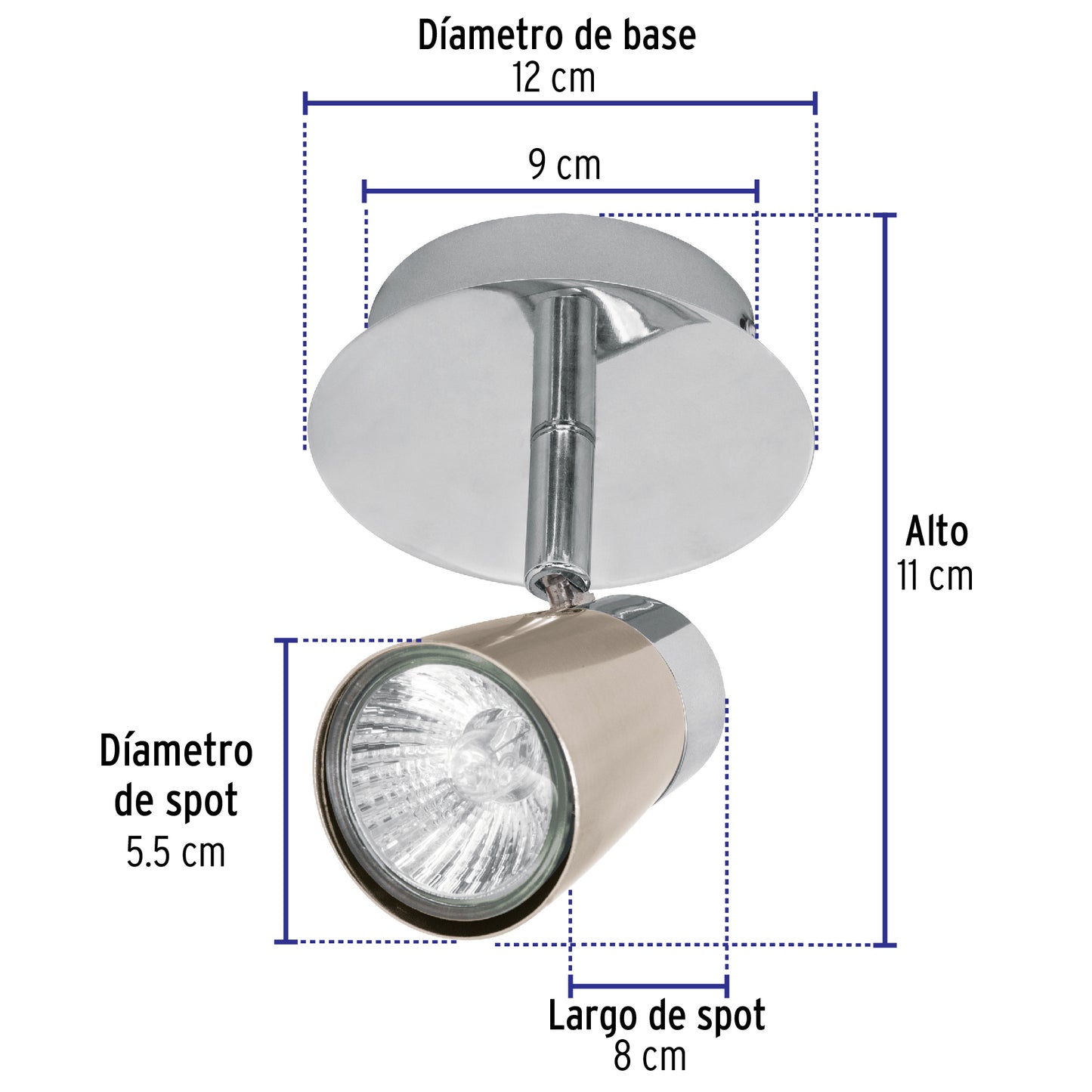 Luminario de sobreponer con 1 spot base GU10, Volteck | SOB-301S | 48432