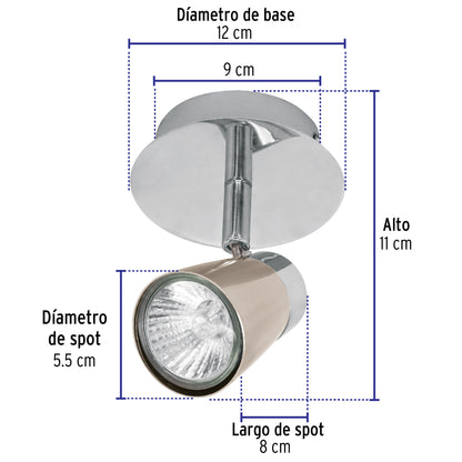 Luminario de sobreponer con 1 spot base GU10, Volteck | SOB-301S | 48432