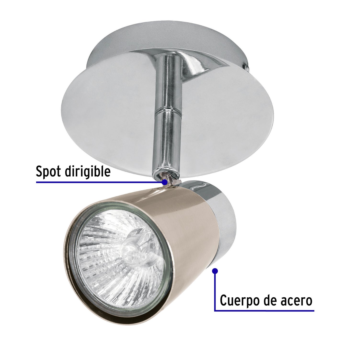 Luminario de sobreponer con 1 spot base GU10, Volteck | SOB-301S | 48432