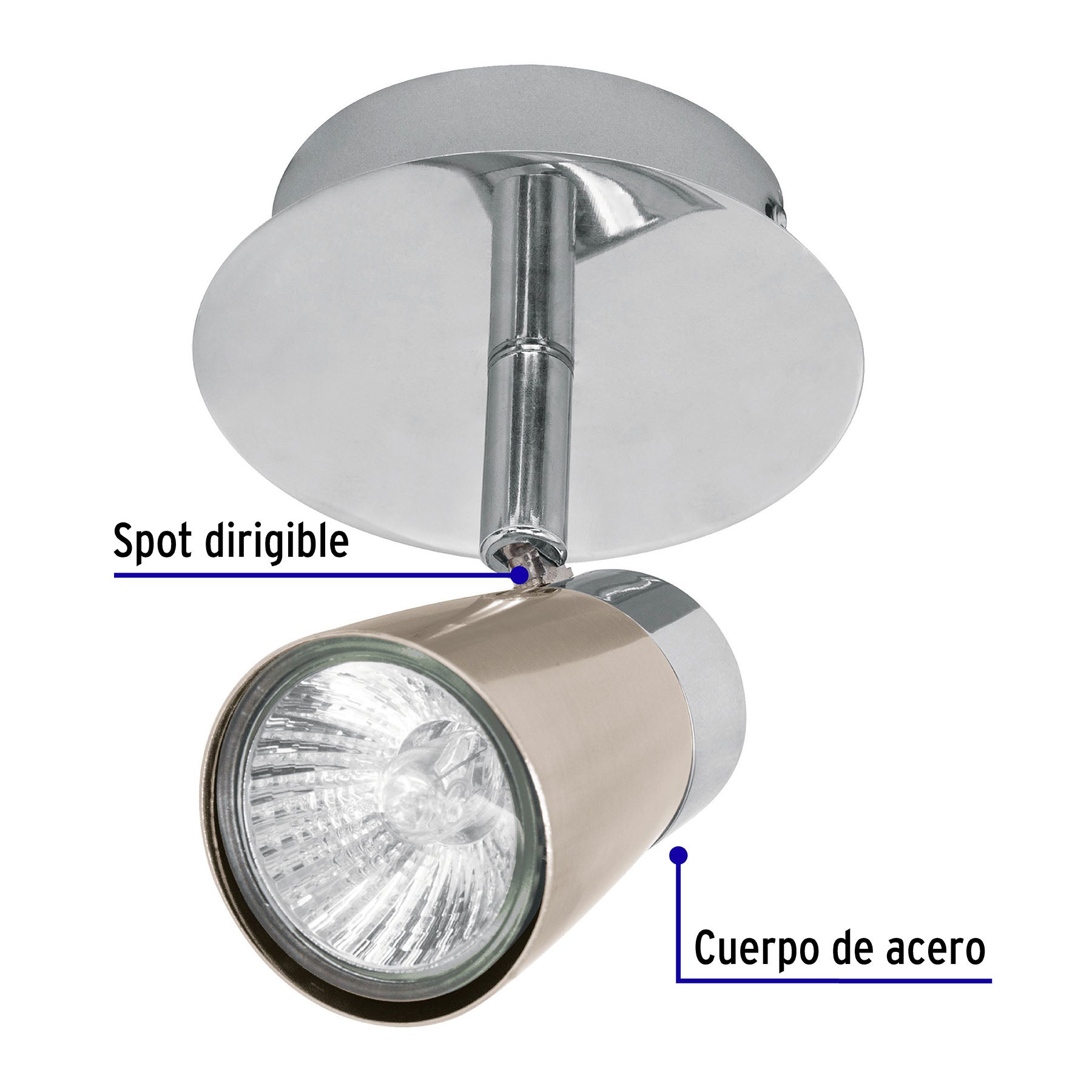Luminario de sobreponer con 1 spot base GU10, Volteck | SOB-301S | 48432