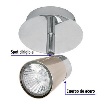 Luminario de sobreponer con 1 spot base GU10, Volteck | SOB-301S | 48432