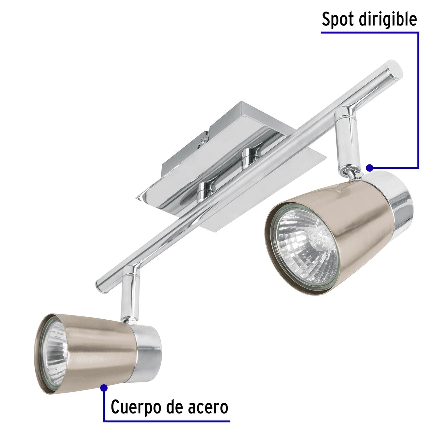 Luminario de sobreponer con 2 spots base GU10, Volteck | SOB-302S | 48433