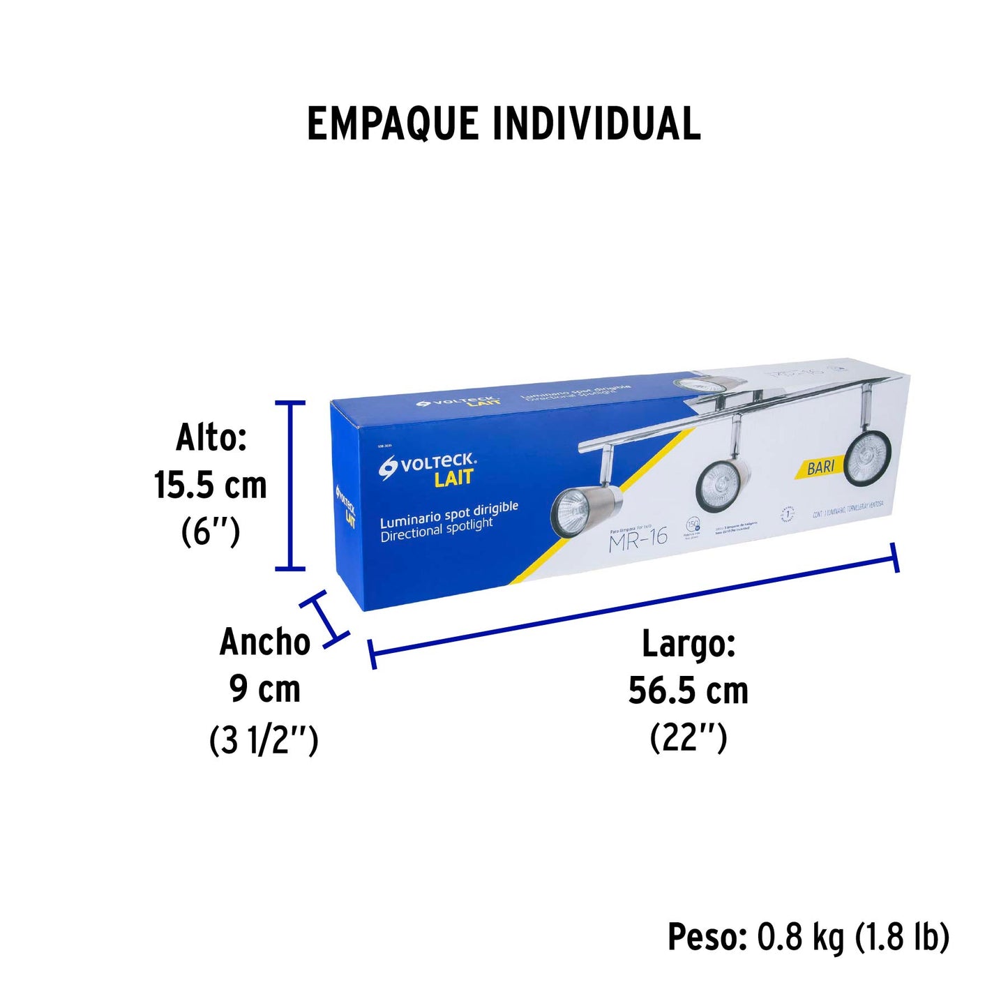 Luminario de sobreponer con 3 spots base GU10, Volteck | SOB-303S | 48434