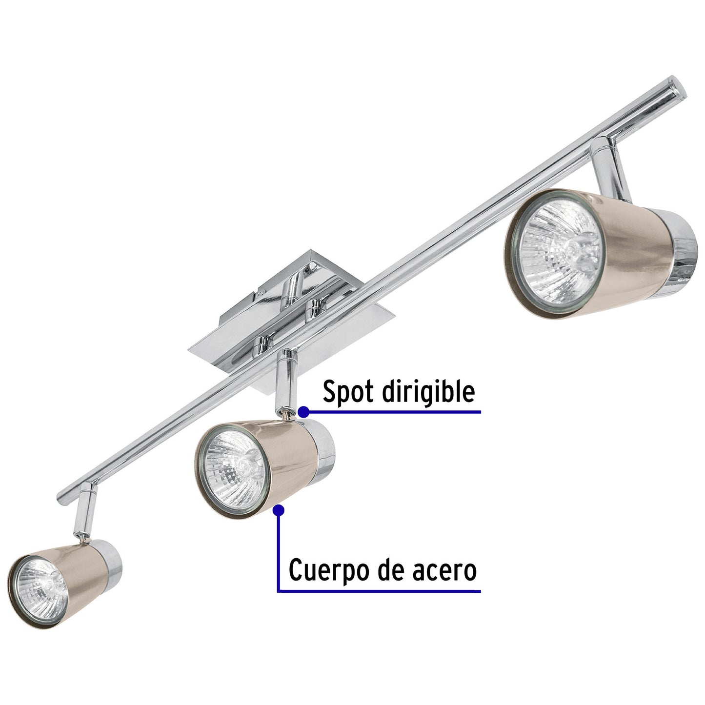 Luminario de sobreponer con 3 spots base GU10, Volteck | SOB-303S | 48434