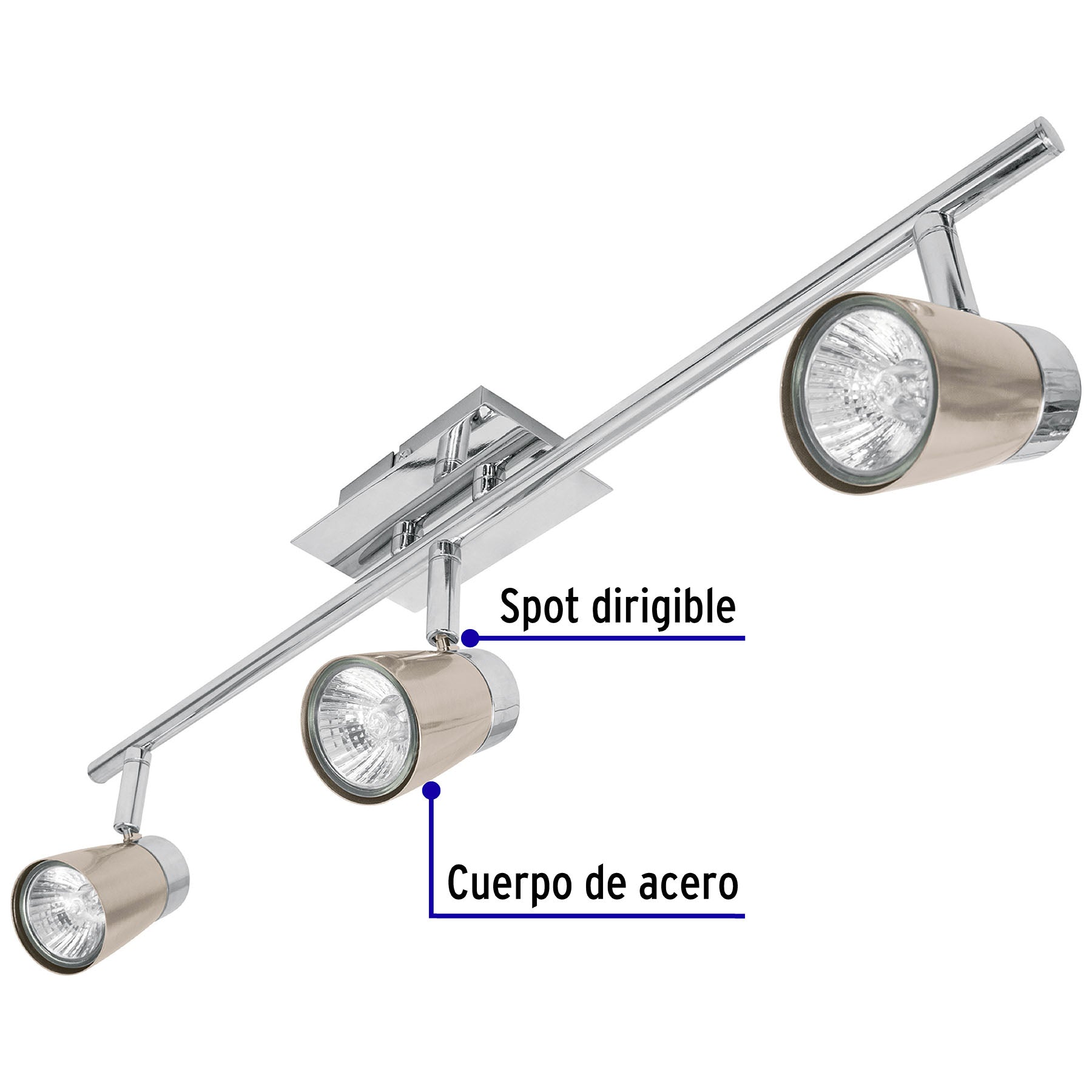 Luminario de sobreponer con 3 spots base GU10, Volteck | SOB-303S | 48434