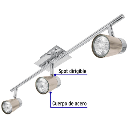 Luminario de sobreponer con 3 spots base GU10, Volteck | SOB-303S | 48434