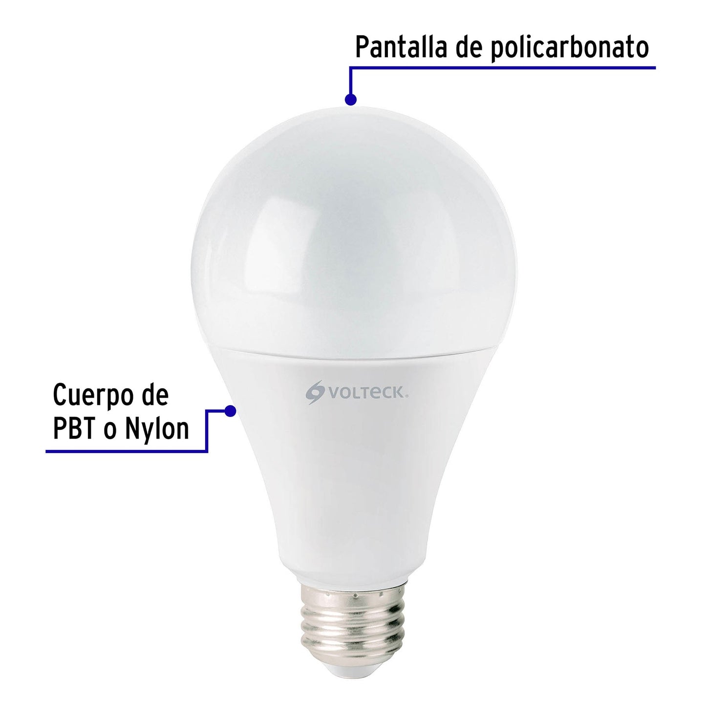 Lámpara LED A25 18 W (equiv. 125 W) luz cálida, caja Volteck | LED-125C | 48459