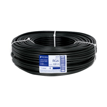 Metro de cable coaxial RG6 en rollo de 100 m, Volteck | CABCO-6 | 48474