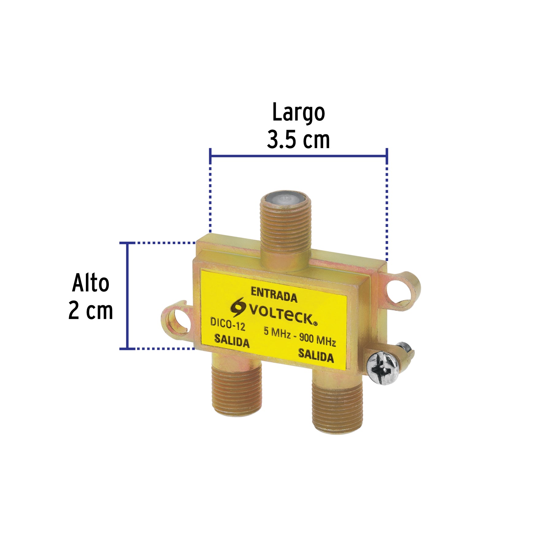 Divisor coaxial de 1 entrada y 2 salidas, Volteck | DICO-12 | 48475