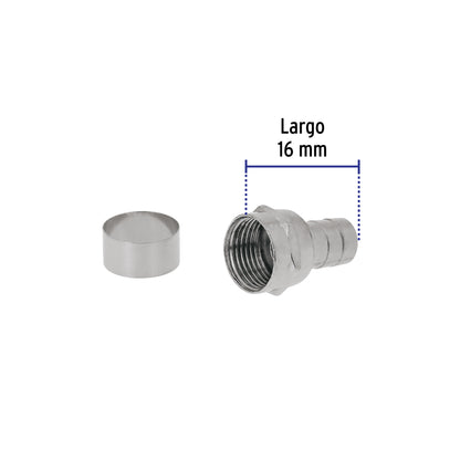 Bolsa con 4 conectores coaxiales RG 6 tipo campana, Volteck | COCO-6C | 48480