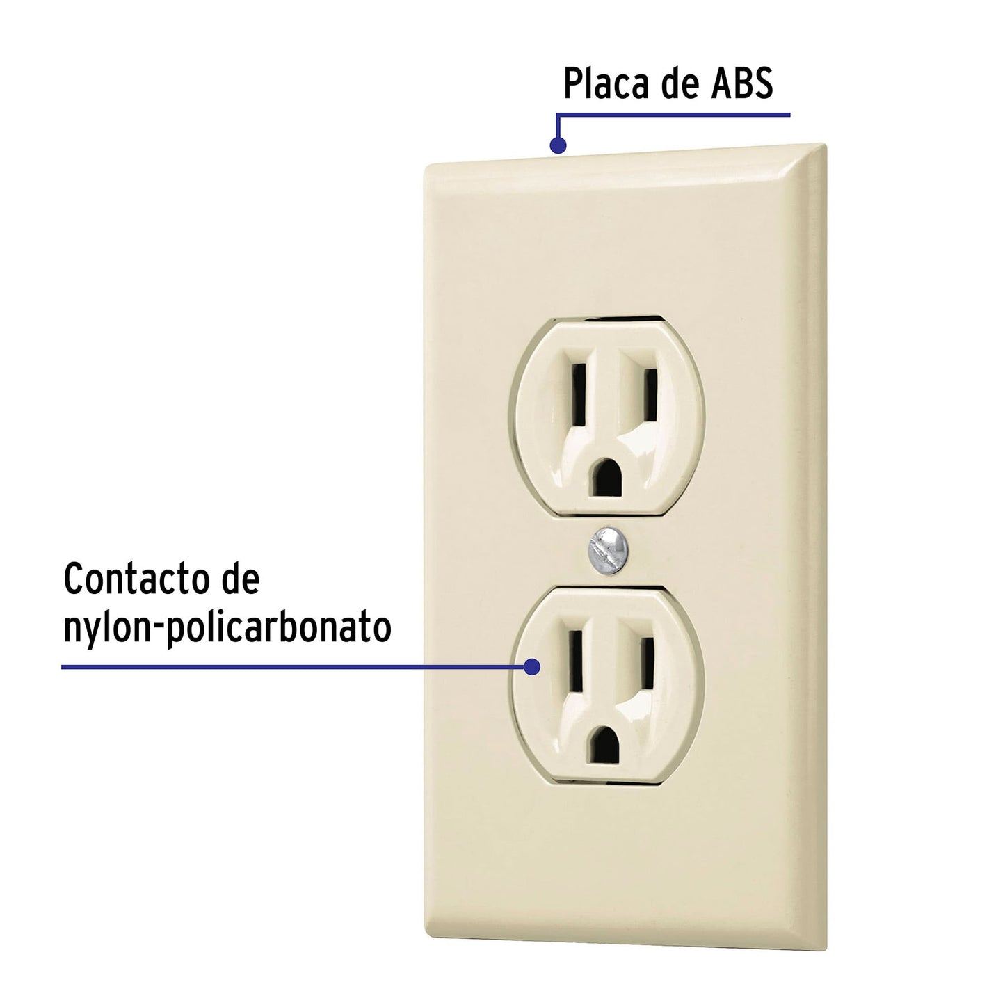 Placa armada 2 contactos polarizados, línea Standard, marfil | PA-CODO-S | 48488