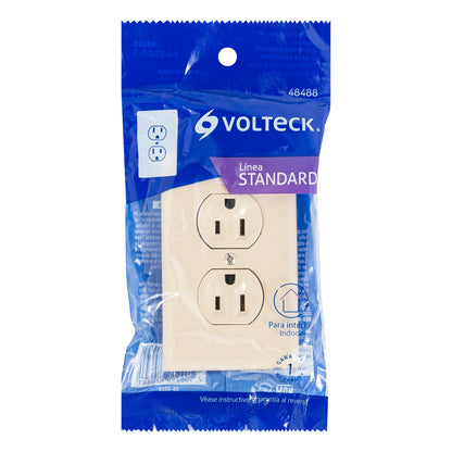 Placa armada 2 contactos polarizados, línea Standard, marfil | PA-CODO-S | 48488