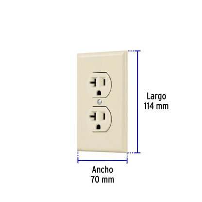Placa armada contacto dúplex,2 polos, línea Standard, marfil | PA-CODO-MS | 48490