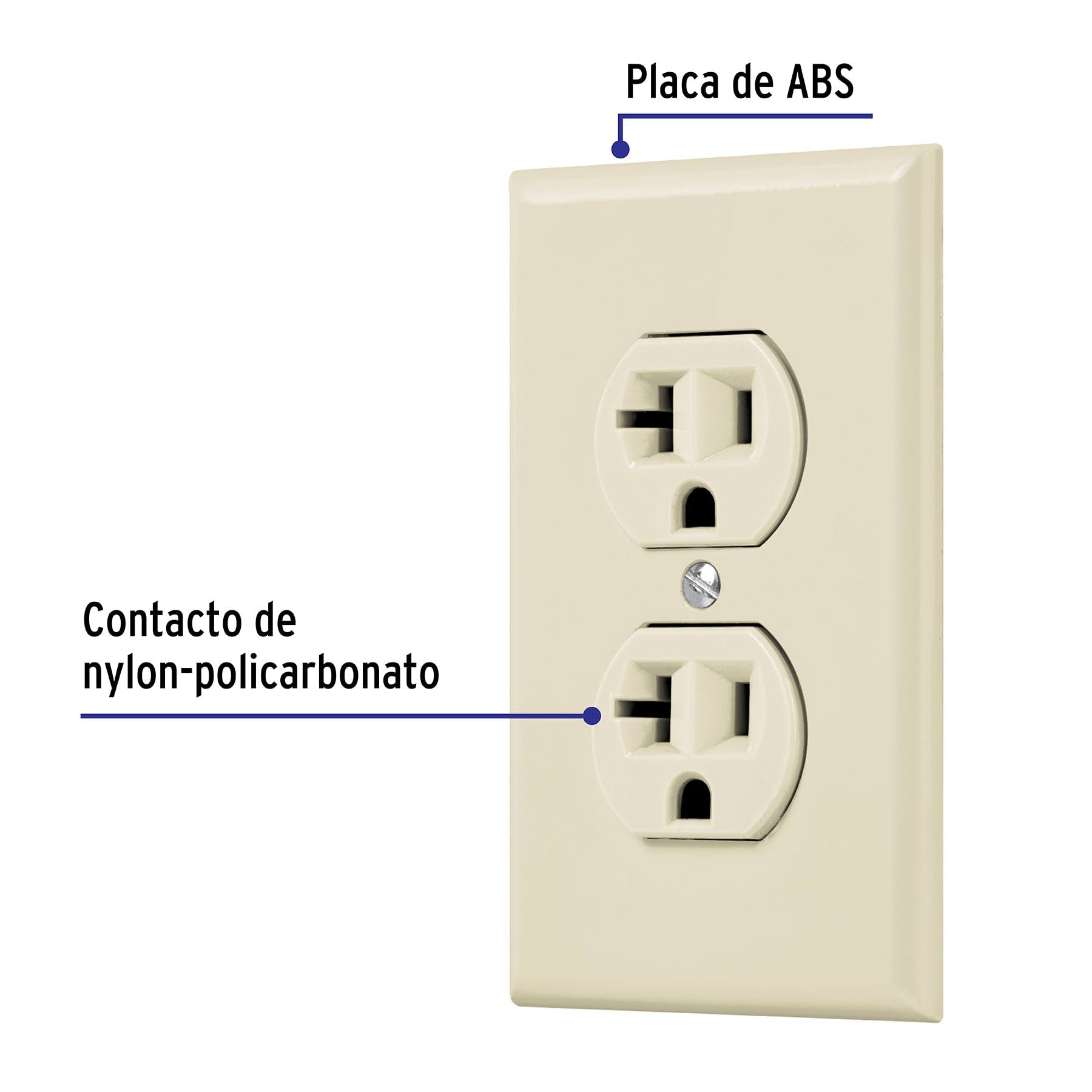 Placa armada contacto dúplex,2 polos, línea Standard, marfil | PA-CODO-MS | 48490