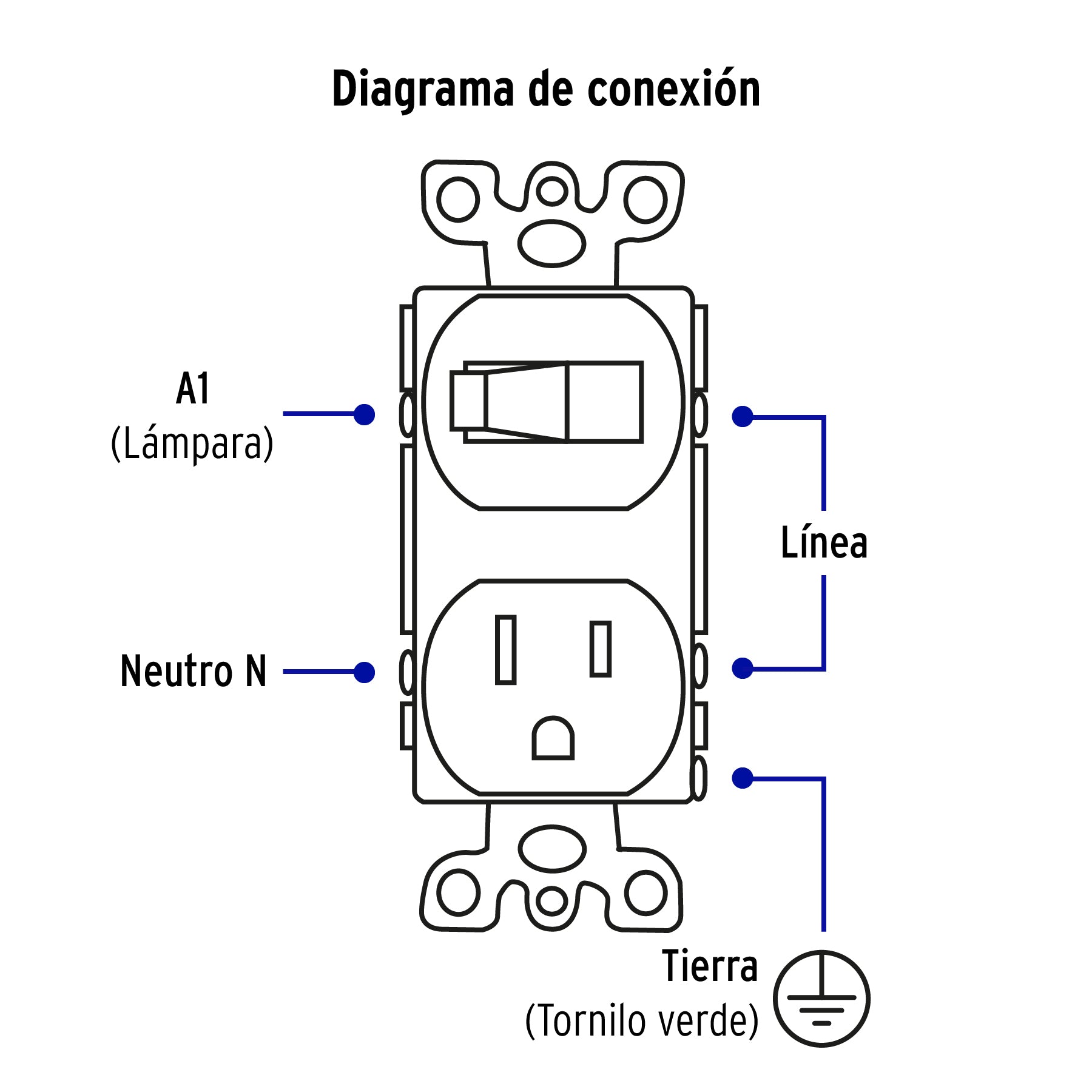 Placa armada interruptor y contacto, línea Standard,aluminio | PA-COAP-SA | 48495