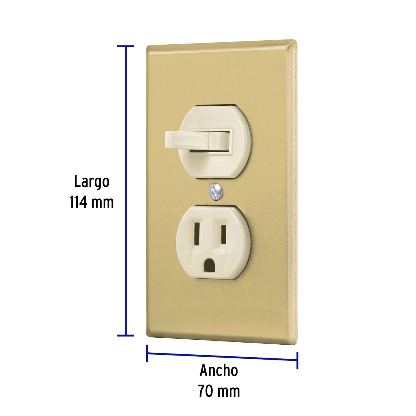 Placa armada interruptor y contacto, línea Standard,aluminio | PA-COAP-SA | 48495