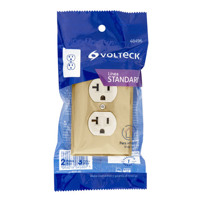 Placa armada contacto dúplex,2 polos,línea Standard,aluminio | PA-CODO-MSA | 48496