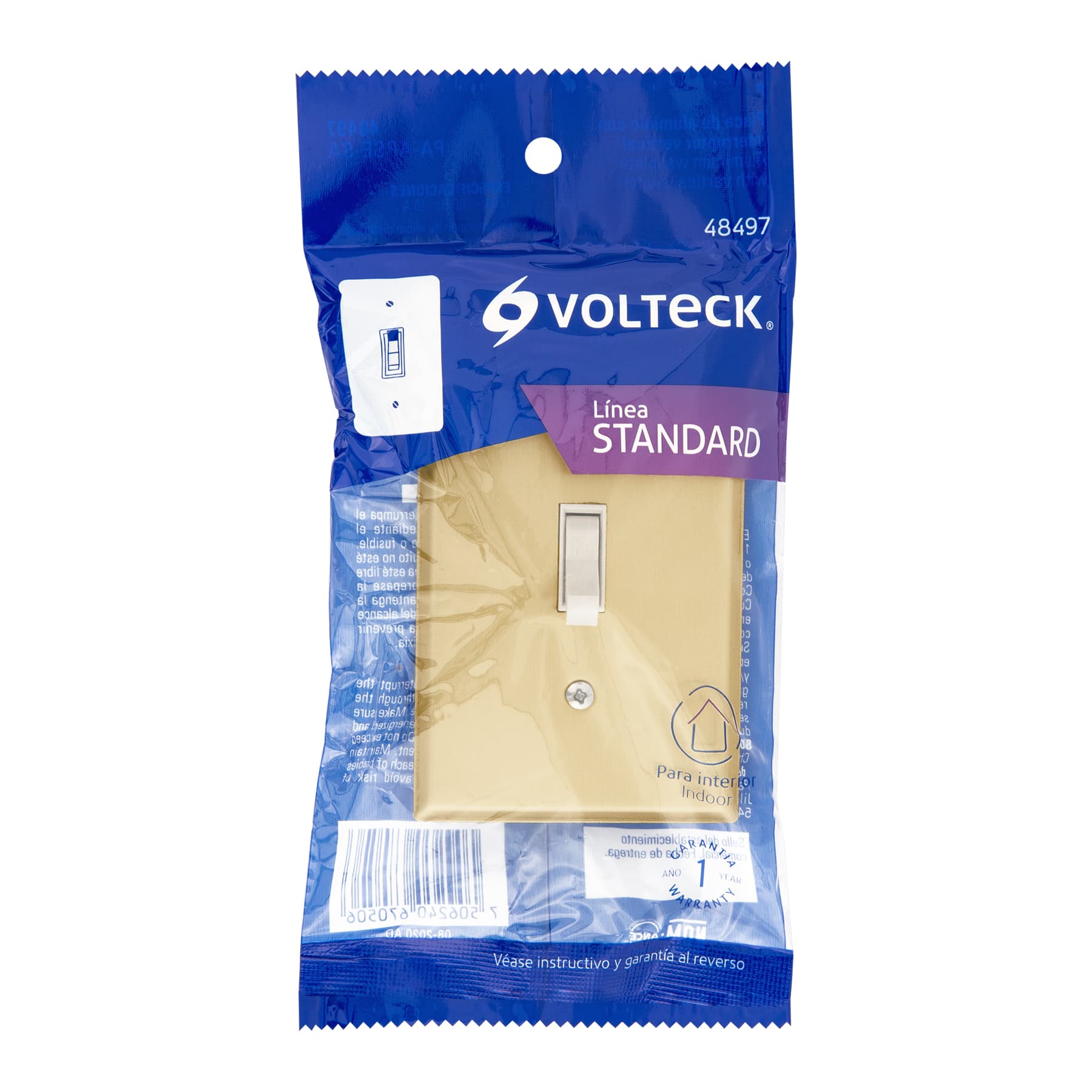 Placa armada interruptor sencillo, línea Standard, aluminio | PA-APSE-SA | 48497