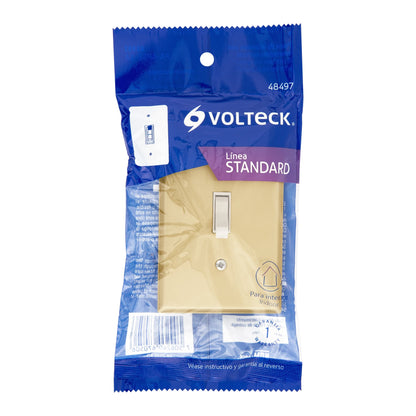 Placa armada interruptor sencillo, línea Standard, aluminio | PA-APSE-SA | 48497