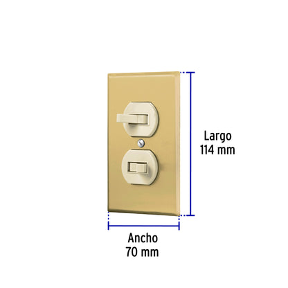 Placa armada 2 interruptor sencillo, línea Standard,aluminio | PA-APDO-SA | 48498