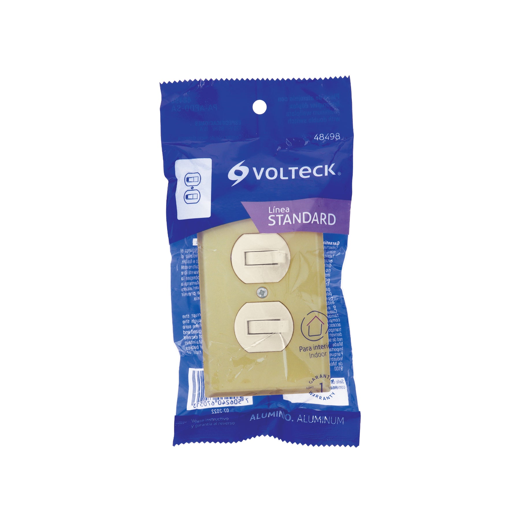 Placa armada 2 interruptor sencillo, línea Standard,aluminio | PA-APDO-SA | 48498