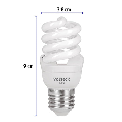 Lámpara espiral mini T2 9 W luz de día en blíster, Volteck | F-9EM | 48500