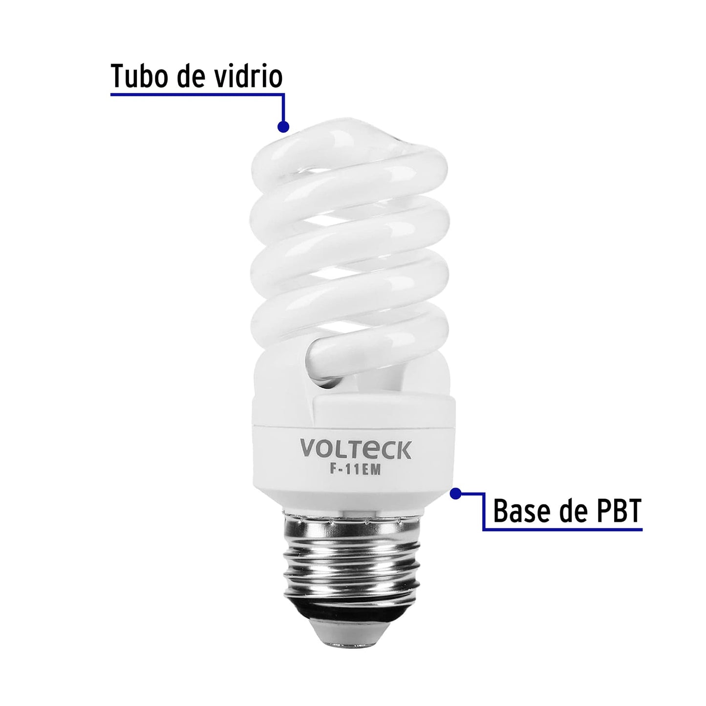Lámpara espiral mini T2 11 W luz de día en blíster, Volteck | F-11EM | 48502