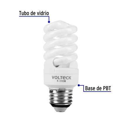 Lámpara espiral mini T2 11 W luz de día en blíster, Volteck | F-11EM | 48502